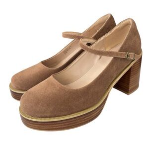 BOHME Oasis Society Jennifer Platform Heels Wedge Mary Jane Shoes Brown sz 8.5